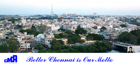 CMDA Motto with Chennai buildings image