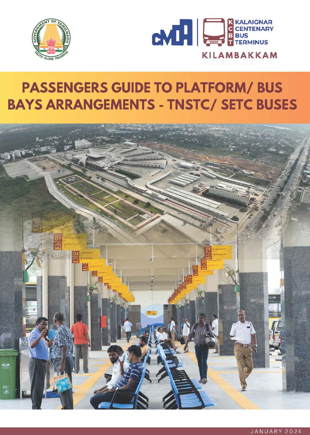 Kilambakkam KCBT - Passengers guide to the platform bus bays arrangements - English